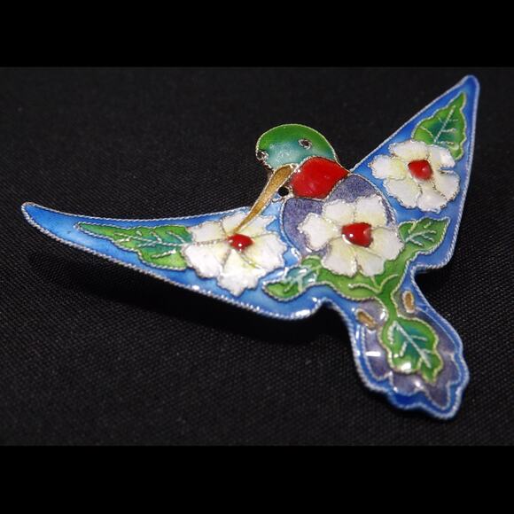 Vintage Zarah Hummingbird Brooch, Enamel on Silver - Picture 10 of 10